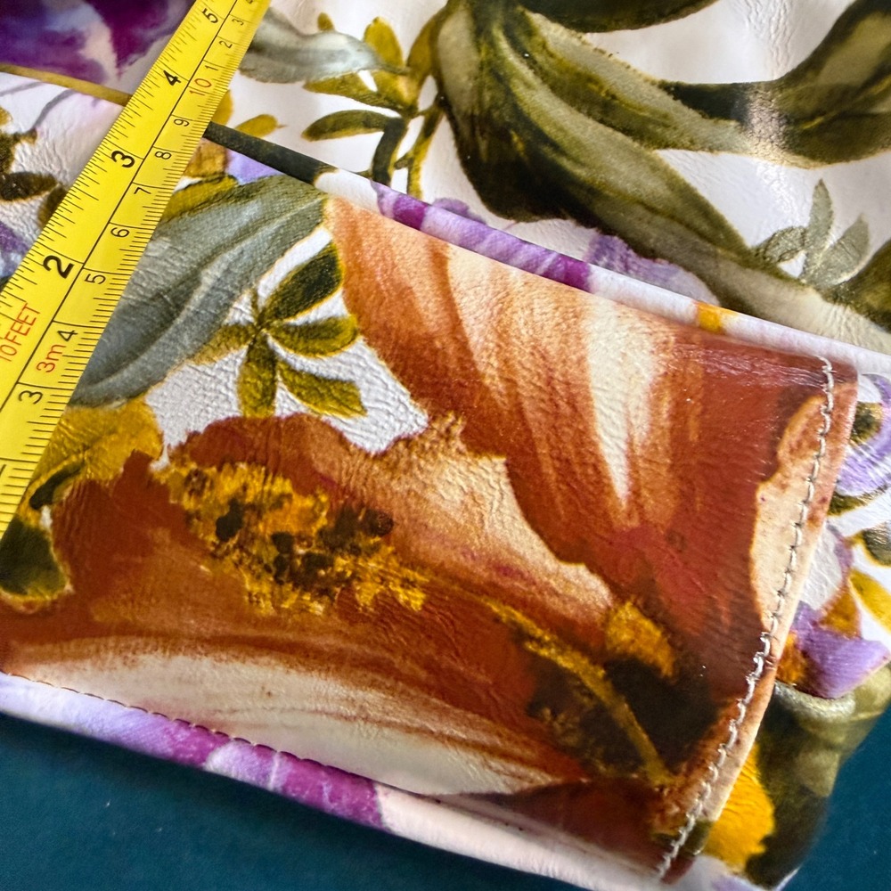 Cecconi Piero Italian Floral Leather Handbag Yellow Purple White Mini Tote Bag - Picture 13 of 15